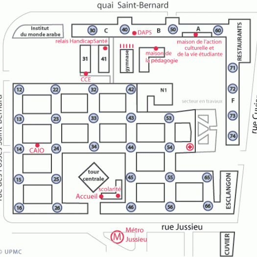 Campus de Jussieur - plan des tours